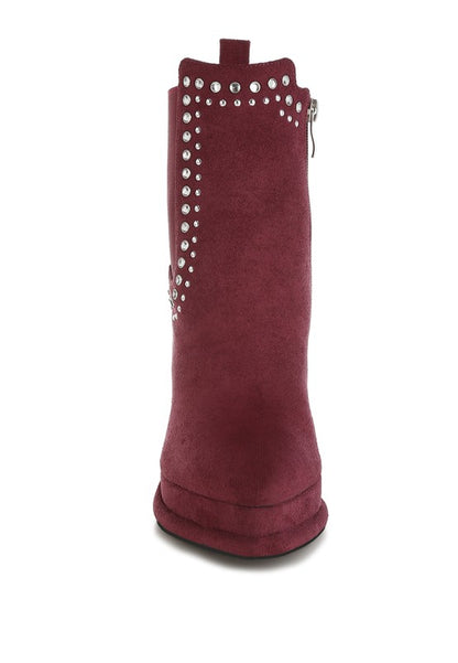 Dalton Studs Embellished High Ankle Boots