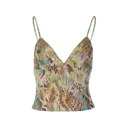 Lace V-Neck Cami - Backless Slim Fit Style