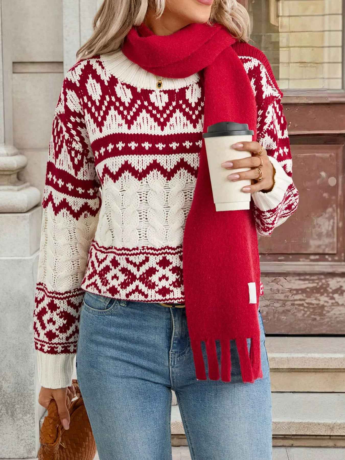 Fair Isle Christmas Sweater - Cable Knit Holiday Style - Fashions Envy