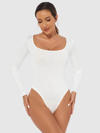 Full Size Scoop Neck Long Sleeve Bodysuit - Fashions Envy