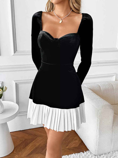 Black Velvet Party Dress - Sweetheart Neckline Mini - Fashions Envy