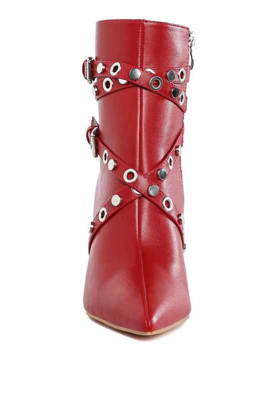 Jacinta Slim Flared Heel Strappy Boots