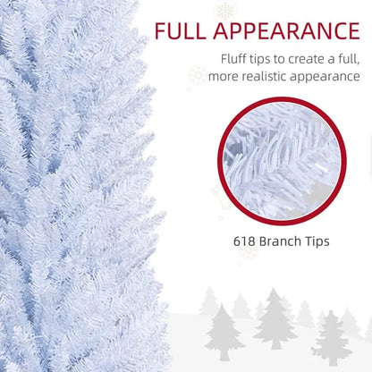 White Pencil Christmas Tree - 8 FT Slim Artificial