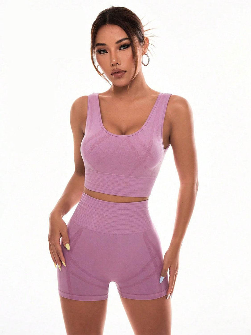 Scoop Neck Wide Strap Top and Shorts Active Set - Fashions Envy