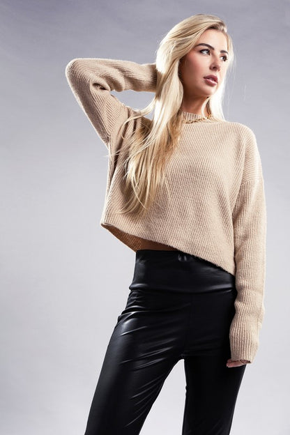 Mock Neck Long Sleeve Pullover Sweater