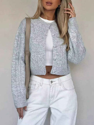Cable Knit Cardigan - Button-Up Sweater - Fashions Envy