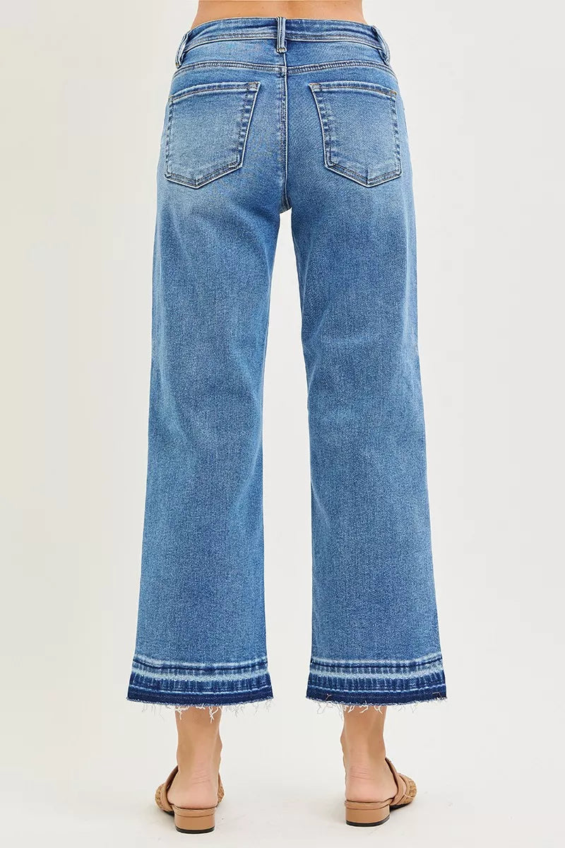 RISEN Boyfriend Jeans - Slouchy Cropped Plus Size Raw Hem - Fashions Envy