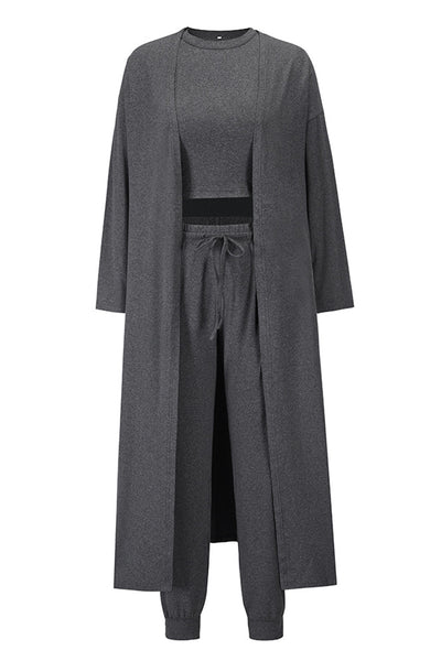 Crop Tank Top & Capri Pants with Long Cardigan Set