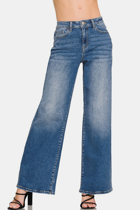 High Rise Zenana Wide Leg Jeans with Pockets