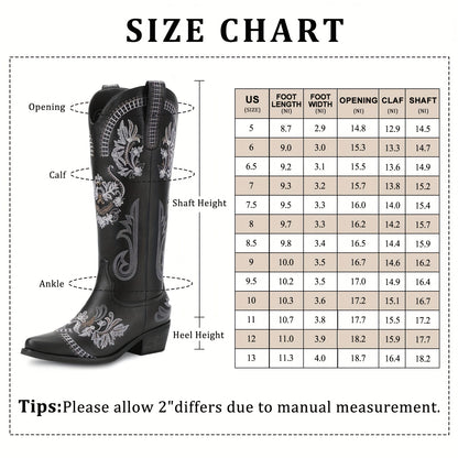 Tall Classic Sparkly Rhinestone Embroidered Vintage Cowboy Cowgirl Boots
