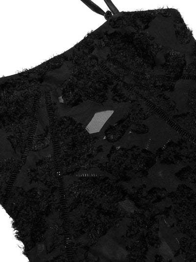 Black Maxi Dress - Lace Spaghetti Strap Gown