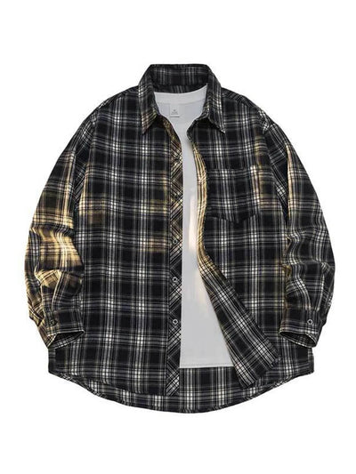 Plaid Button Up Shirt Men - Oversized Casual Fit - Fashions Envy