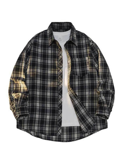 Plaid Button Up Shirt Men - Oversized Casual Fit - Fashions Envy