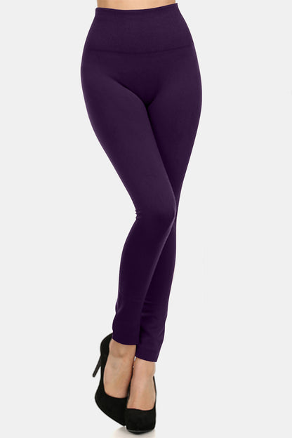 Purple Seamless High Waist Fleece Leggings