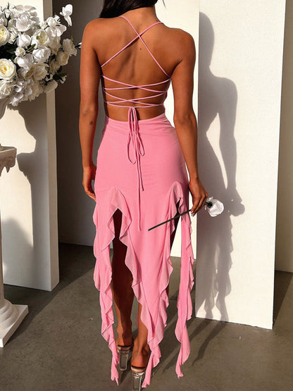 Halter Dress Women - Split Ruffle Summer Bodycon