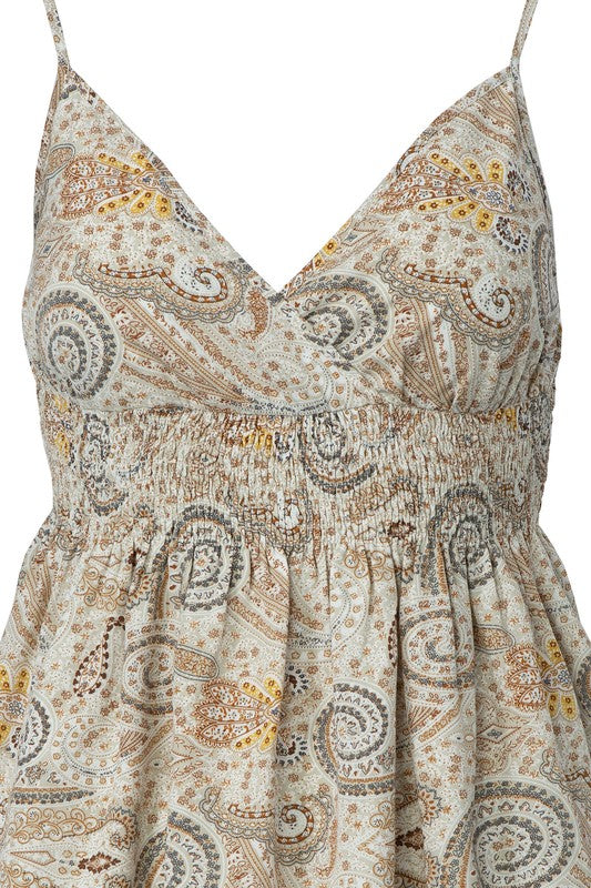 Paisley Print A Line Cami Top