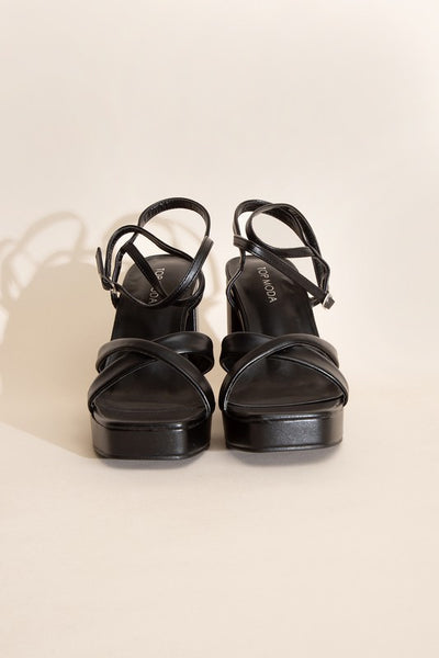 VALOR-1 Cross Ankle Strap Platform Block Heels