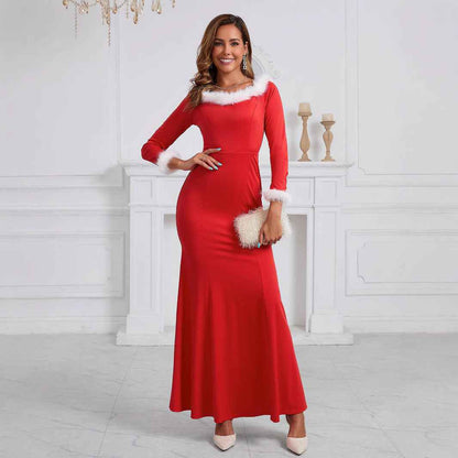 Red Christmas Dress - Elegant Velvet Holiday Party Dress - Fashions Envy