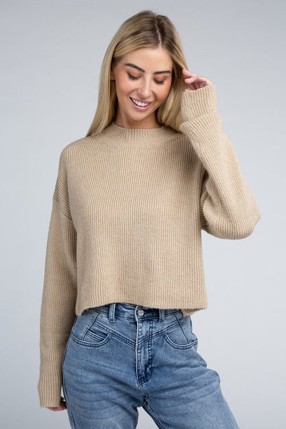 Mock Neck Long Sleeve Pullover Sweater