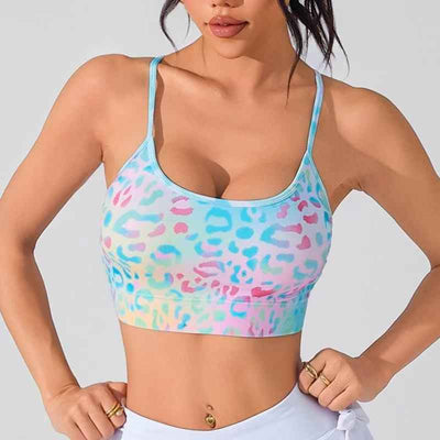 Floral Print Daily Sports Bra - Cross Thin-Strap