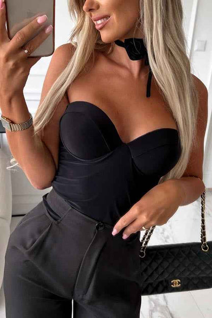 Sweetheart Neck Bodysuit - Sleeveless Fitted Style - Fashions Envy