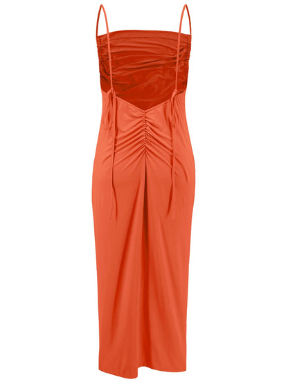 Backless Cowl Neck Sleeveless Cami Maxi Dress