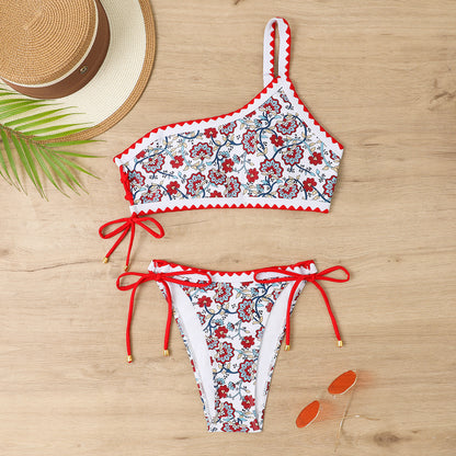 Sexy One-shoulder Two-piece Bikini Swimsuit