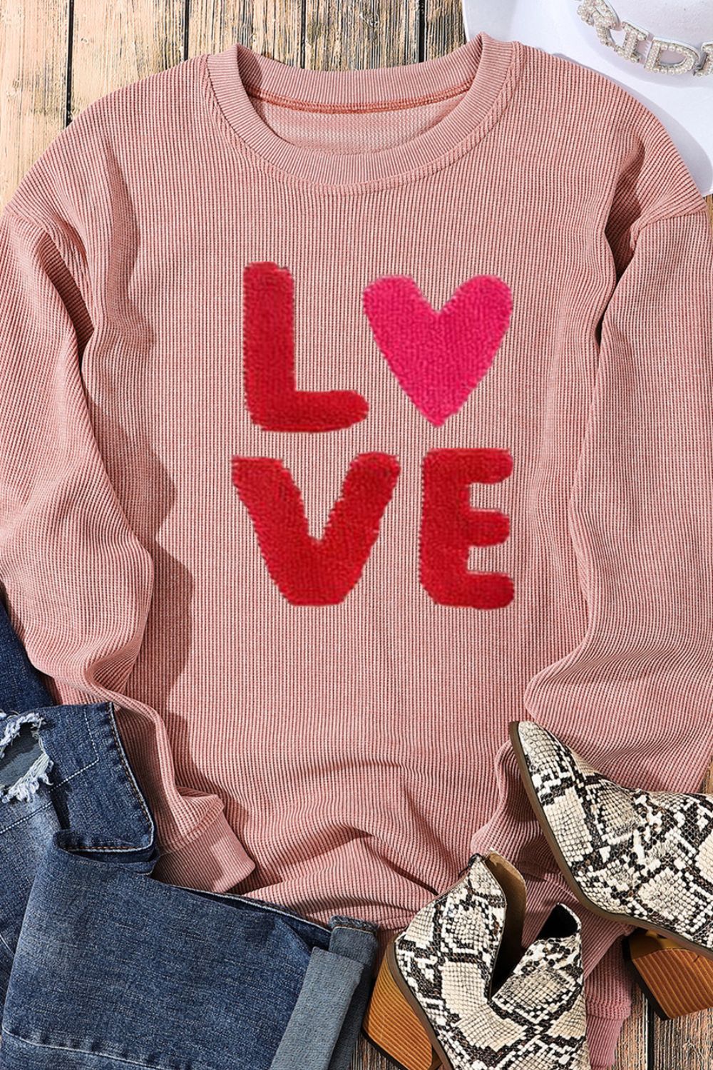 Valentine’s Day LOVE Round Neck Long Sleeve Sweatshirt