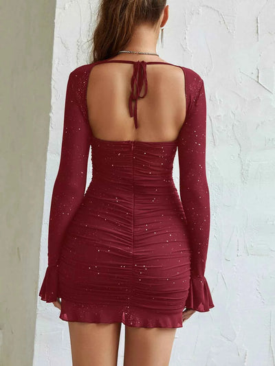Ruched Glitter Bodycon Mini Dress