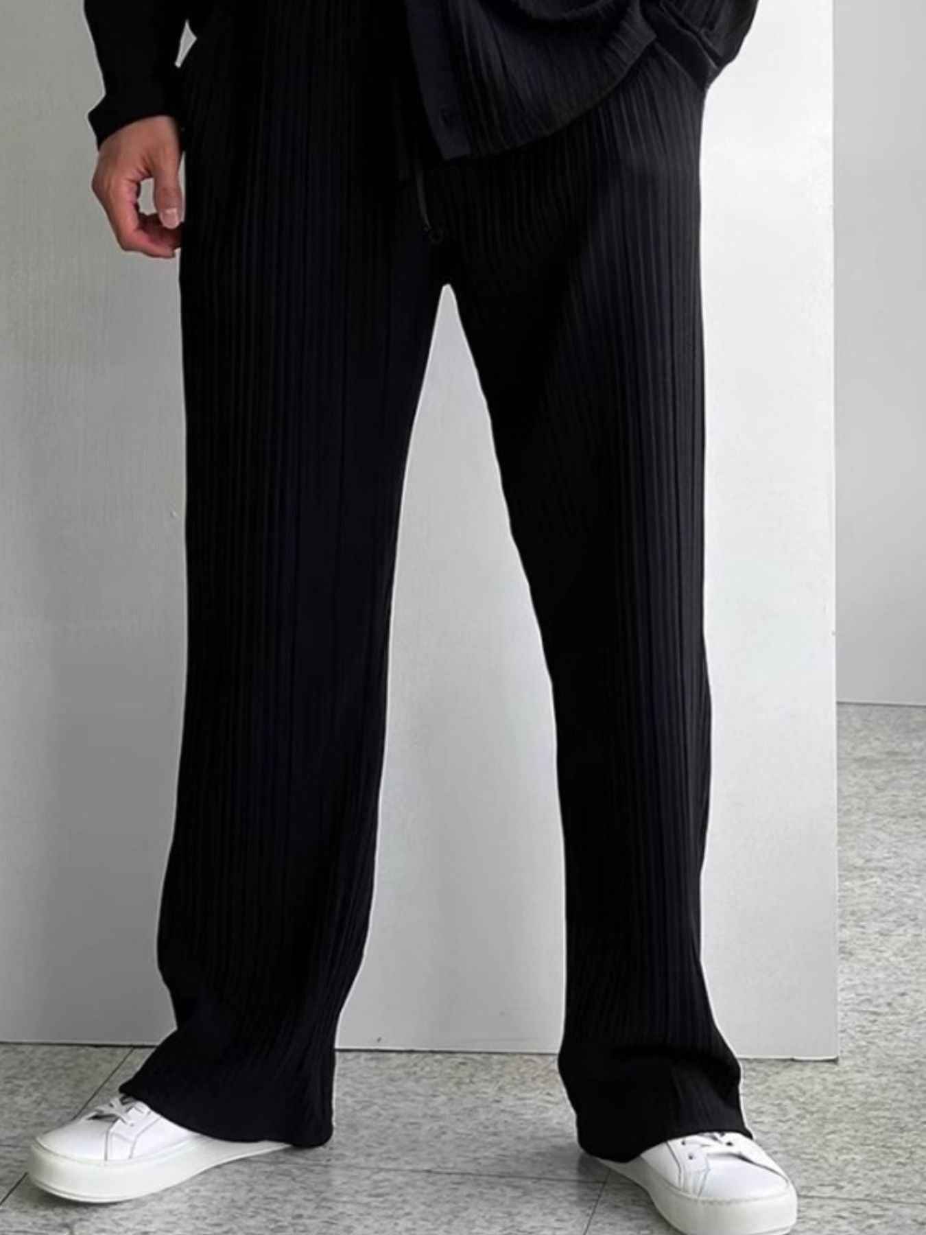 Men's Full Size Textured Button Up Shirt and Pants Set Plus Size