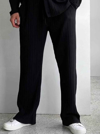 Men's Full Size Textured Button Up Shirt and Pants Set Plus Size