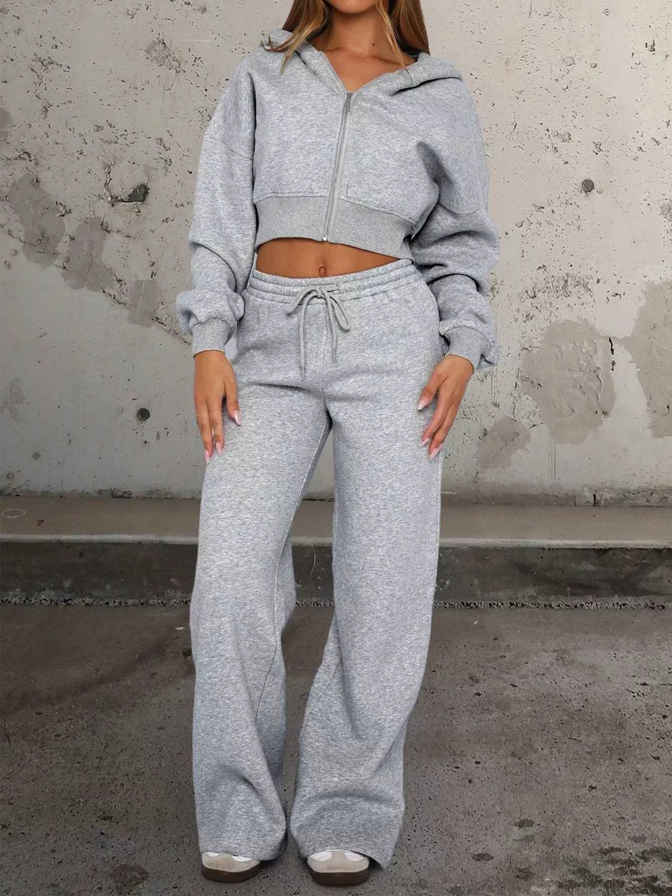 Zip-Up Hoodie & Drawstring Pants - Cozy Lounge Set - Fashions Envy