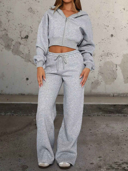 Zip-Up Hoodie & Drawstring Pants - Cozy Lounge Set - Fashions Envy