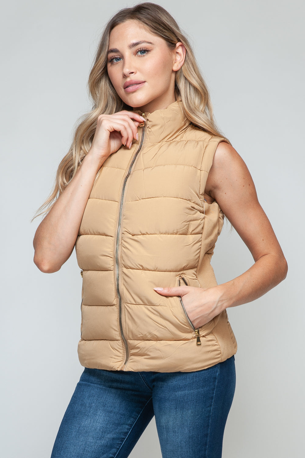 Snobbish Zip Up Turtleneck Vest with Pockets - Fashions Envy