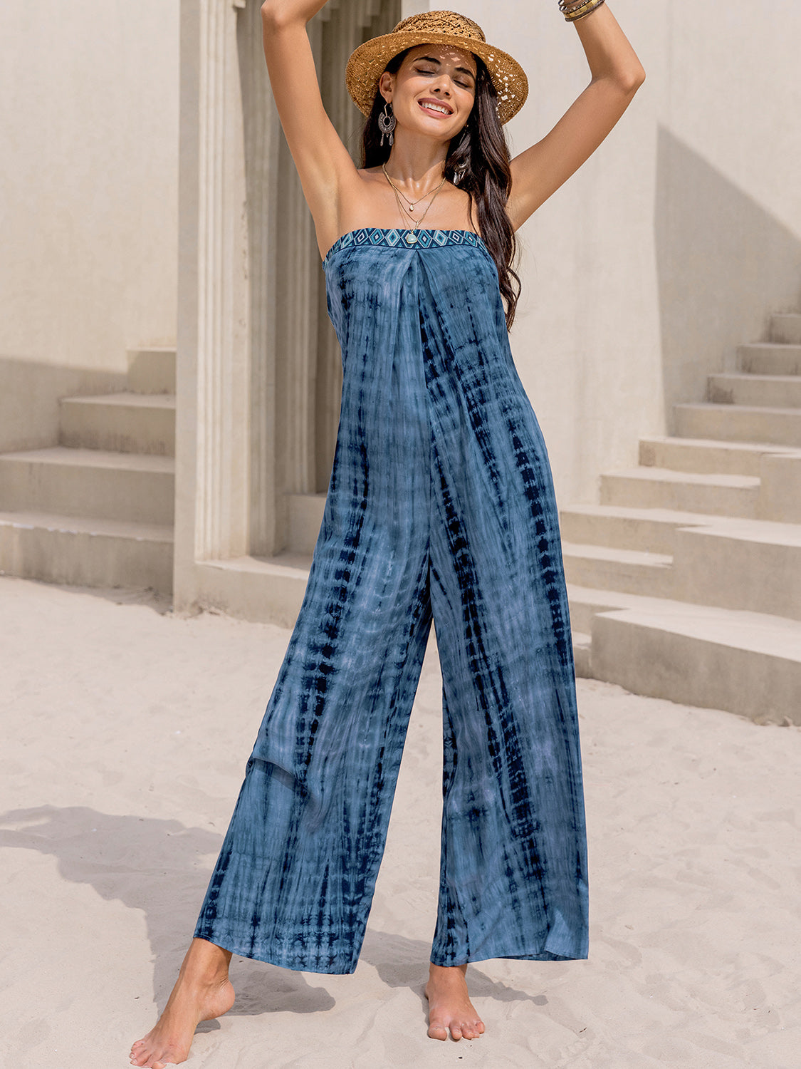 Tied Tube Wide Leg Jumpsuit - Fashions Envy