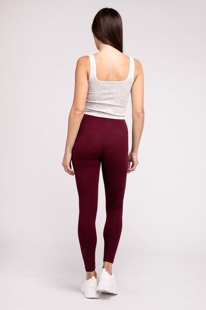 Premium Cotton Elastic Waist Fitted Full-Length Leggings