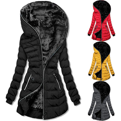 Warm Fleece Hooded Jacket - Mid-length Coat