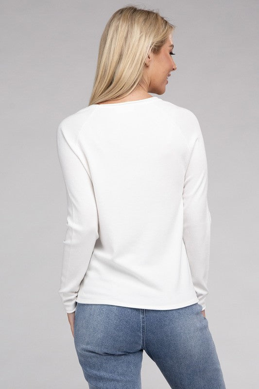 Long Sleeve Viscose Round Neck Basic Sweater