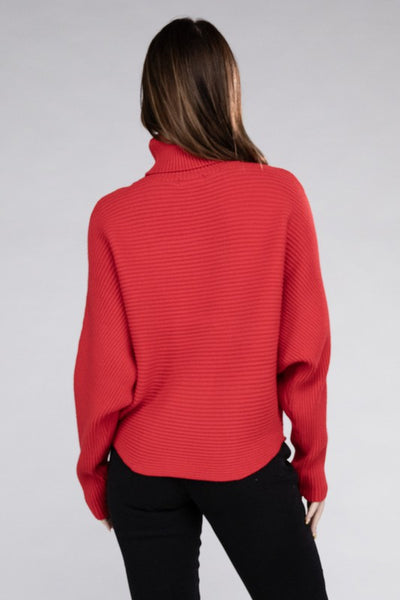 Viscose Dolman Sleeve Turtleneck Sweater - Fashions Envy