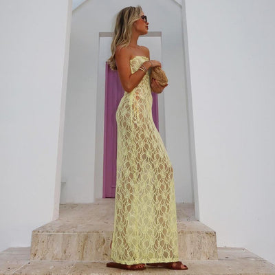 Lace Tube Top Dress - See-Through Elegant Style - Fashions Envy