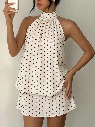 Polka Dot Halter Neck Mini Dress
