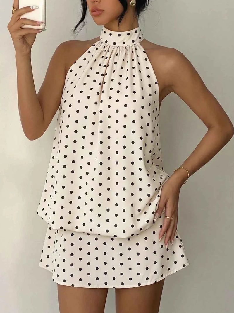 Polka Dot Halter Neck Mini Dress