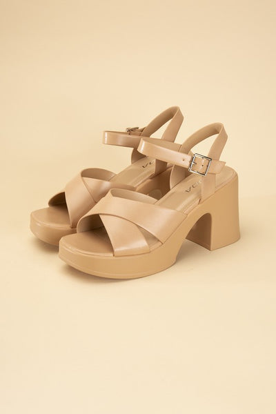 TOUCH-S Crisscross Sandal Heels - Fashions Envy