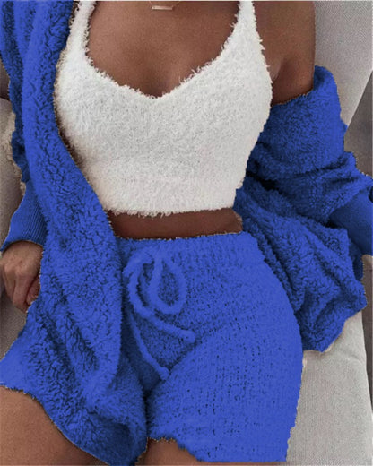Pajama Set Women - Winter Flannel 3 Piece Loungewear