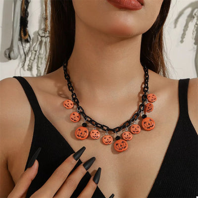 Halloween Skull Ghost Necklace - Spooky Charm Jewelry - Fashions Envy