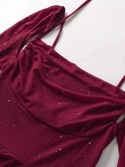 Glitter Slit Maxi Dress