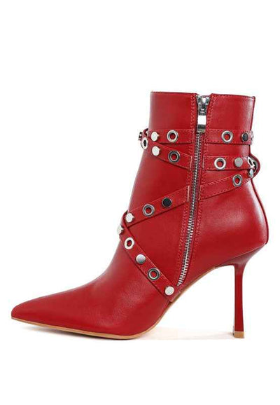 Jacinta Slim Flared Heel Strappy Boots