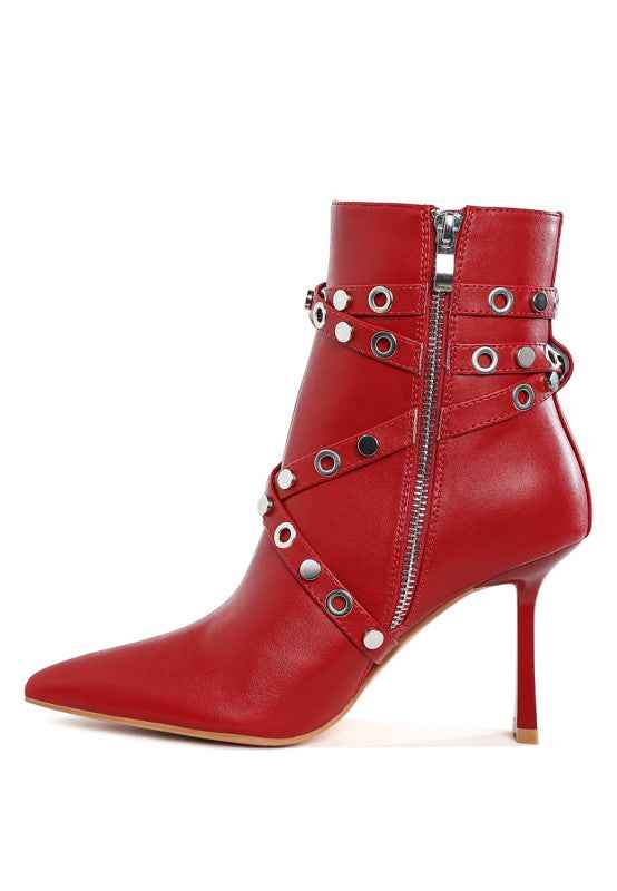 Jacinta Slim Flared Heel Strappy Boots