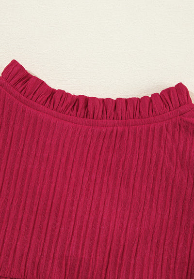 Frill Notched Long Sleeve Mini Dress