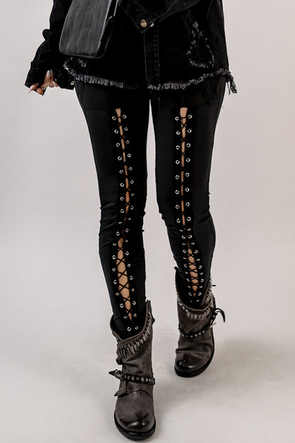 Chic Grommet Lace Up Leggings